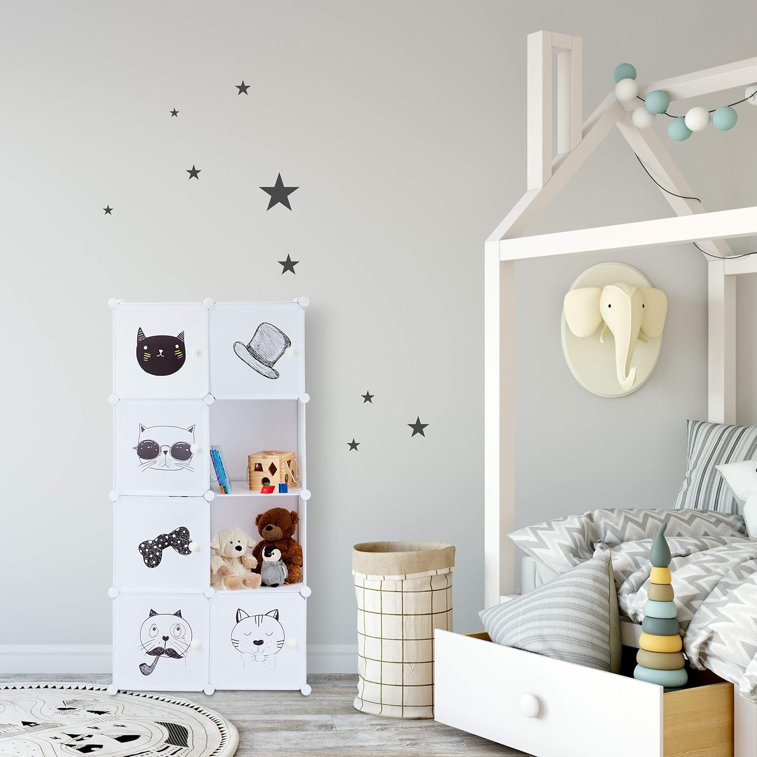 Relaxdays Scaffale Componibile per Cameretta, Bianco - immagine 2