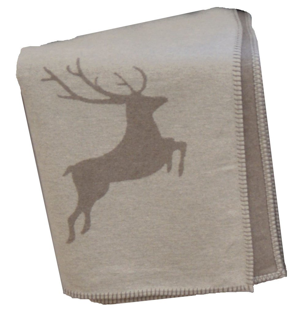 David Fussenegger, Coperta in Cotone, Motivo: Cervo, Feltro (Filz), 140 x 200 cm