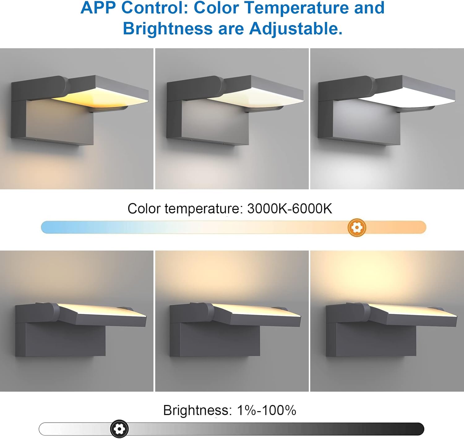 Klighten Applique LED Dimmerabile 24W IP65, Anthrazit - immagine 2