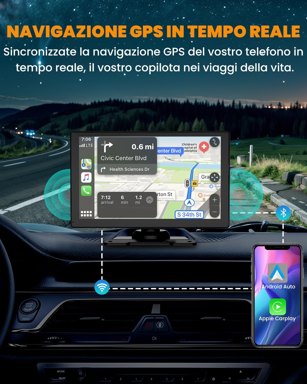 Carplay Auto - Autoradio Bluetooth Wireless 9" Android Auto - immagine 4