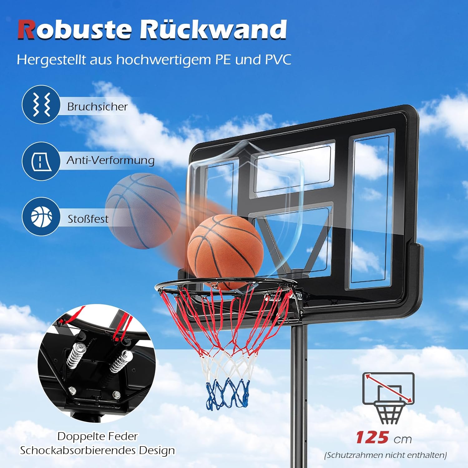 Goplus Canestro da Basket Portatile con Ruote - immagine 2