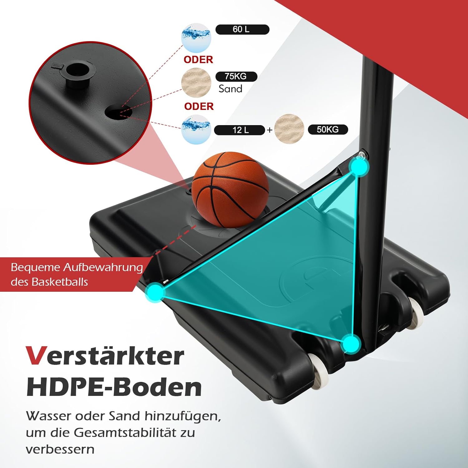 Goplus Canestro da Basket Portatile con Ruote - immagine 5