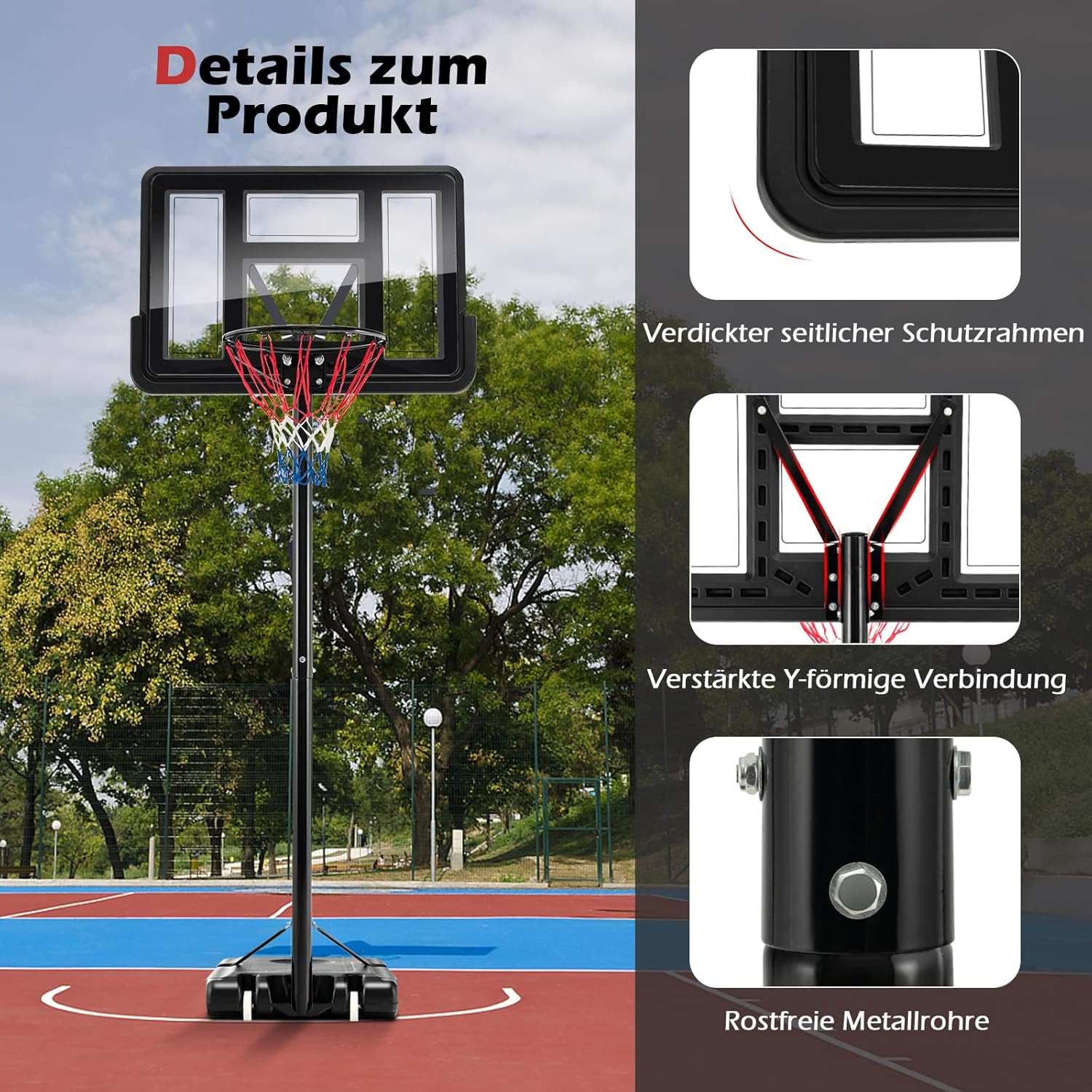 Goplus Canestro da Basket Portatile con Ruote - immagine 7