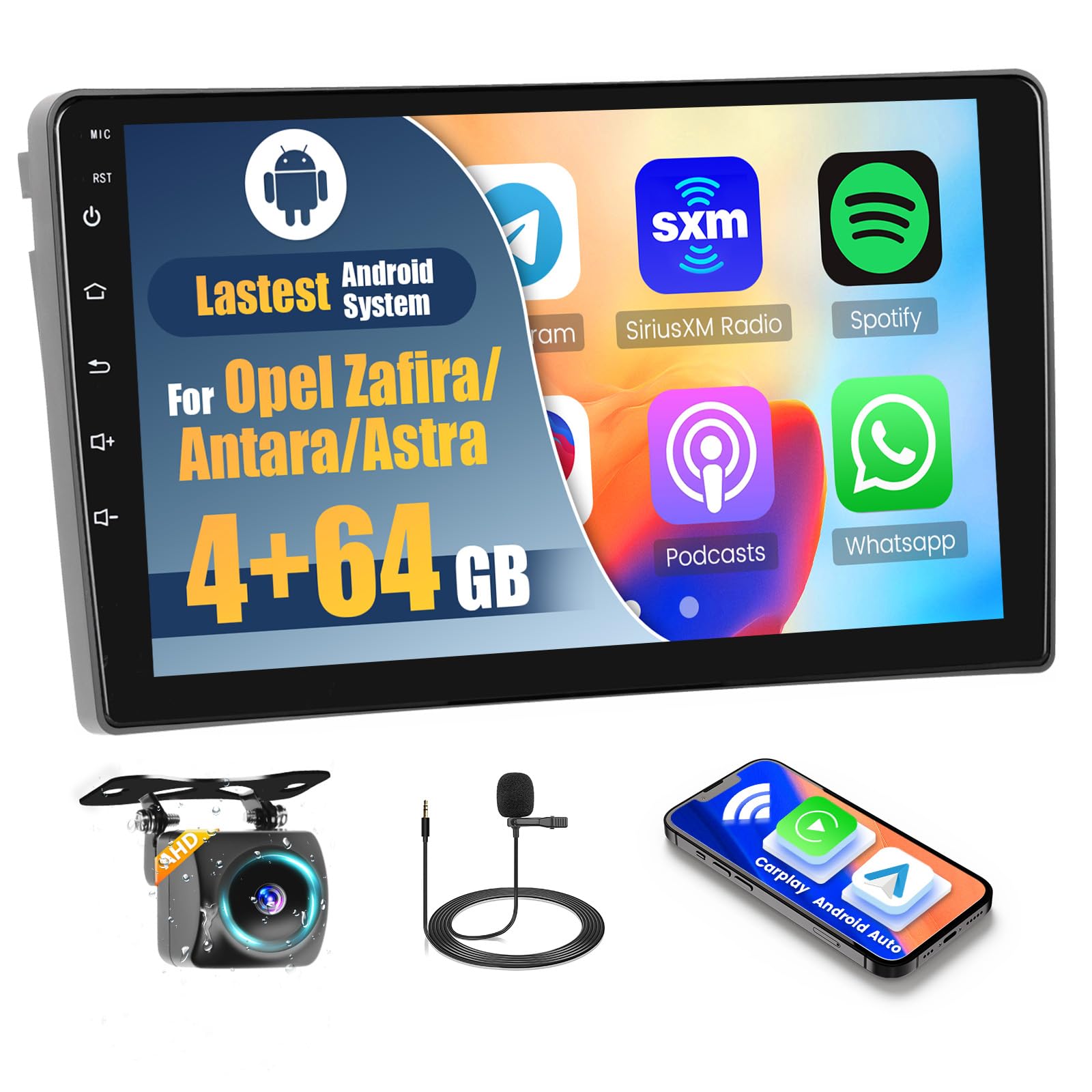 Inefala Autoradio Android 9'' per Opel Zafira/Antara/Astra