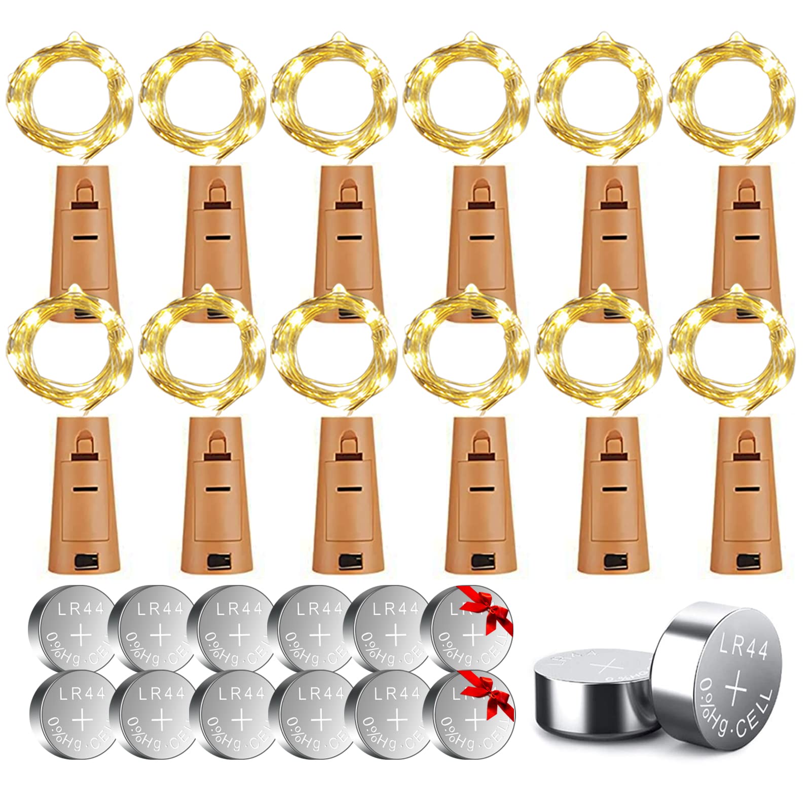 12 Luci per Bottiglie 2m 20 LED con Batterie Ricambio