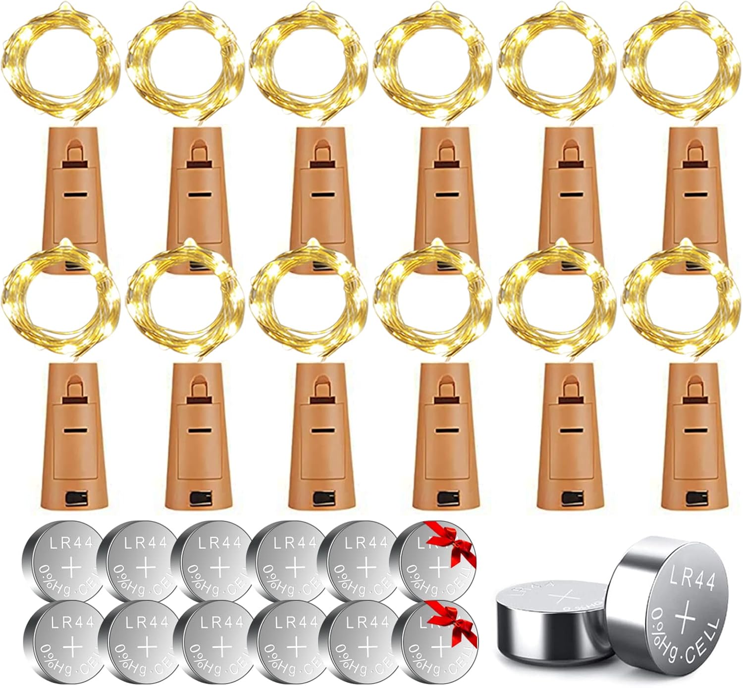 12 Luci per Bottiglie 2m 20 LED con Batterie Ricambio - immagine 1