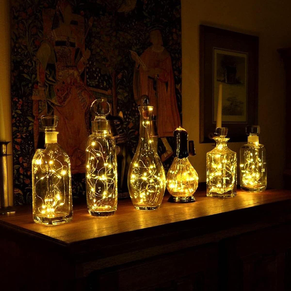 12 Luci per Bottiglie 2m 20 LED con Batterie Ricambio - immagine 2