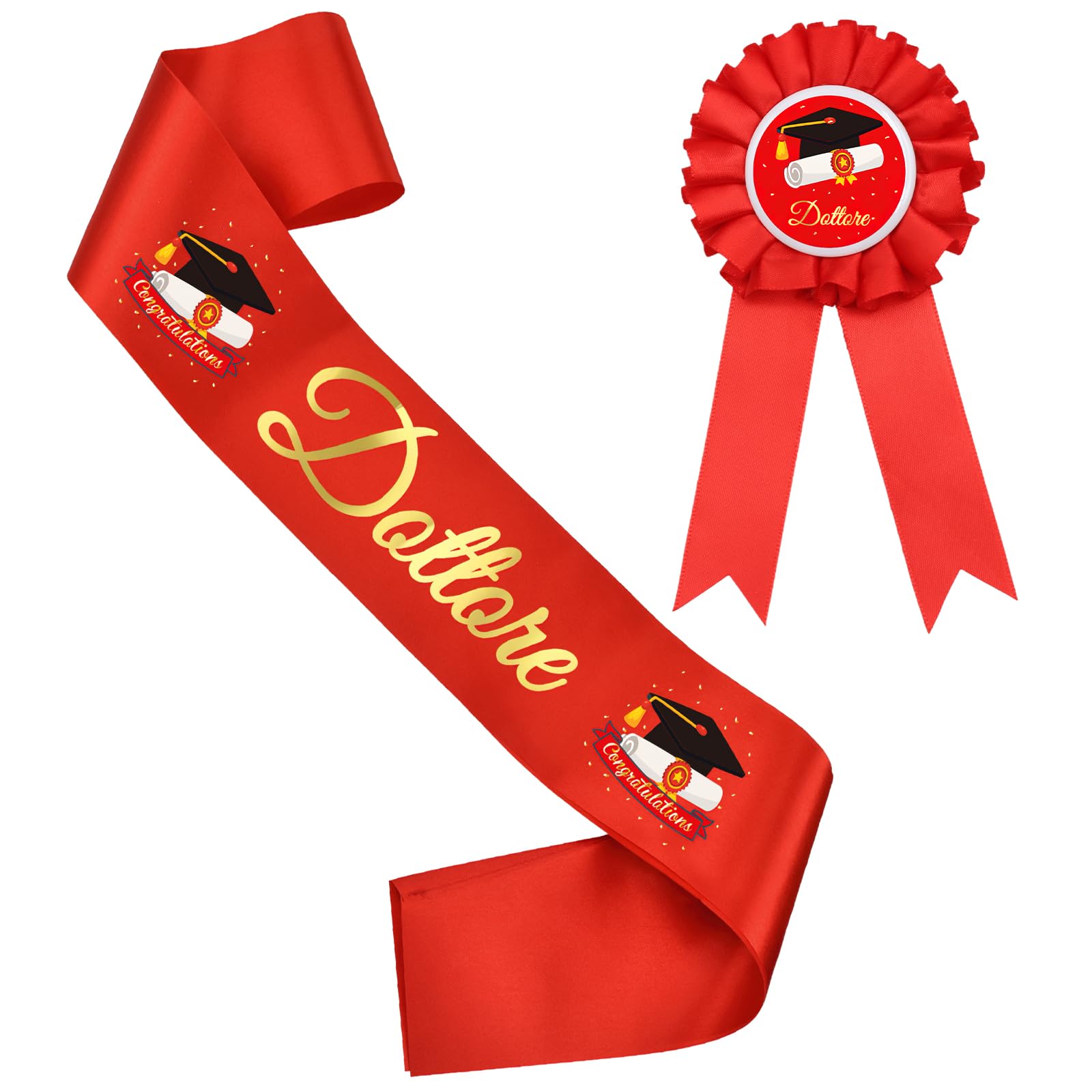 VEGCOO Fascia Laurea Dottore con Spilla