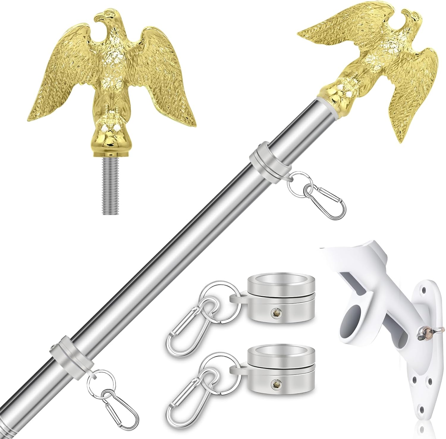 NQ Asta per Bandiere Stabile con Aquila 1,5m, Argento - immagine 1