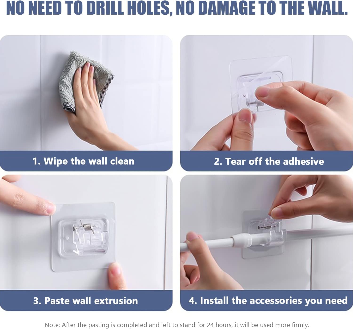 Fyihoxi 10 Ganci Autoadesivi per Tende Senza Bucare - immagine 3