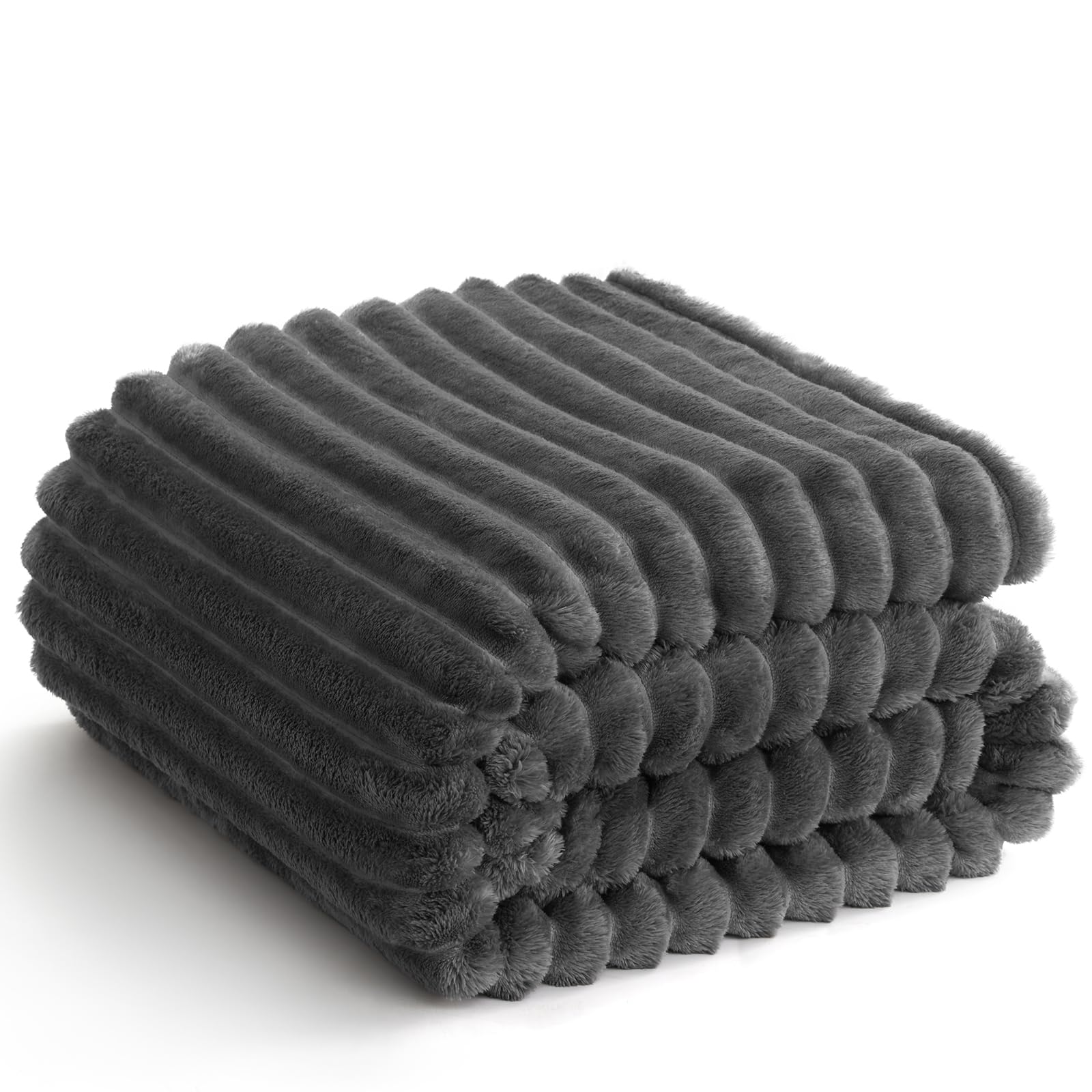 WAVVE Coperta Plaid Pile 150x200 cm, Coperta Letto Singolo/Letto Matrimoniale, Coperta di Flanella 300gsm 200x150 cm, Coperta Divano Grande Caldo Morbida, Grigio