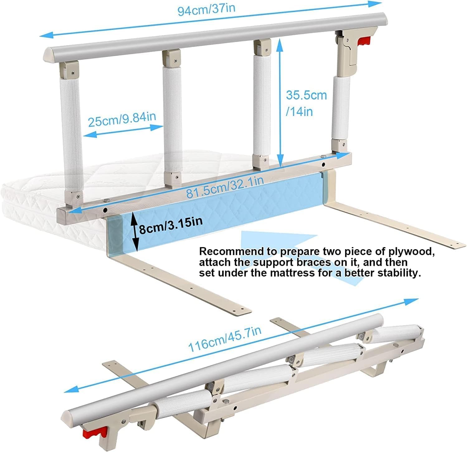 Aomdom Sponda Letto Pieghevole 97x40cm - immagine 3