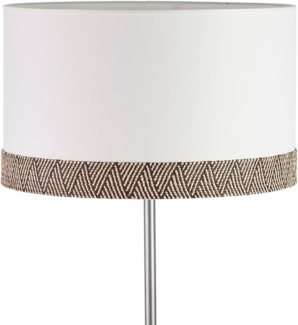 PANTALLA TUBO 40X40X24 ALGODON BLANCO CON CENEFA BLANCO/NEGRO