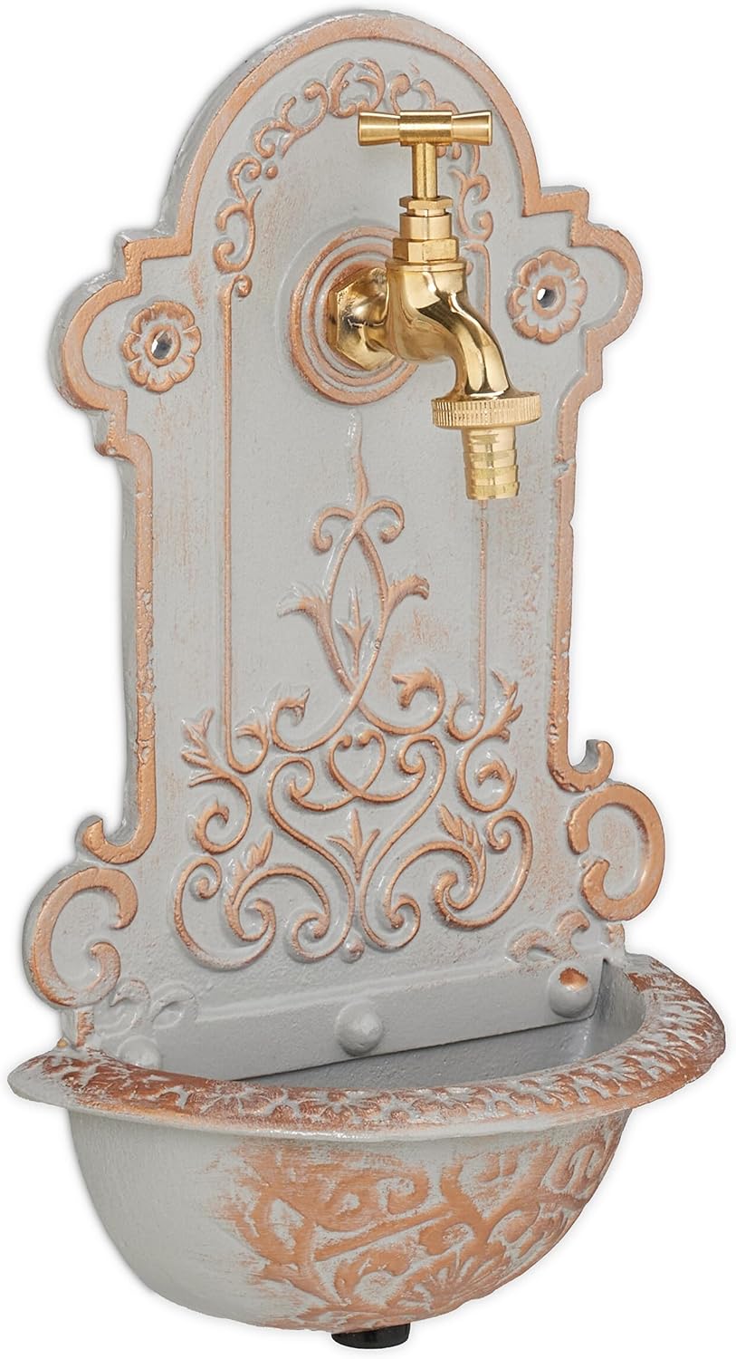 Relaxdays Fontana a Muro da Esterno, Oro Grigio - immagine 1