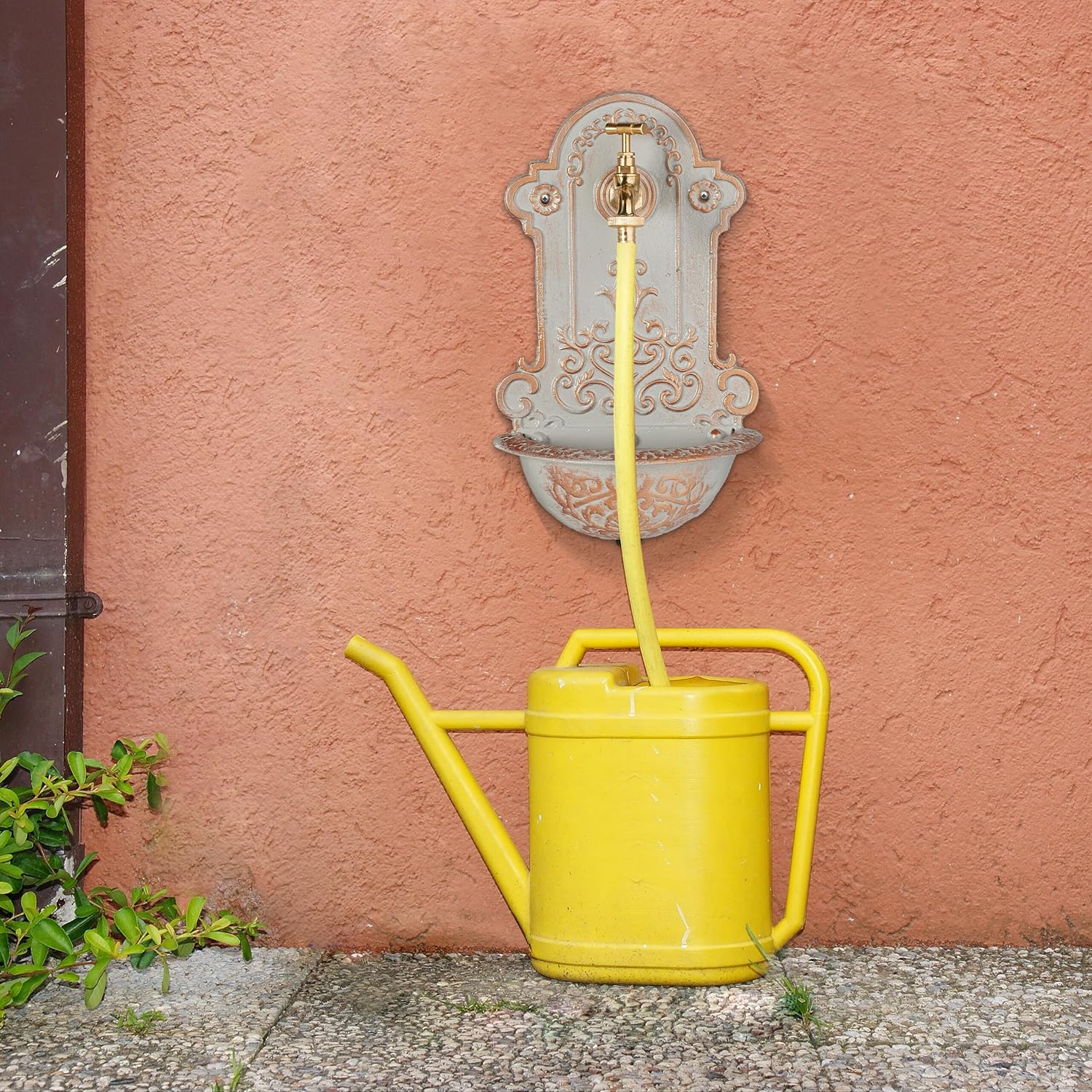 Relaxdays Fontana a Muro da Esterno, Oro Grigio - immagine 2