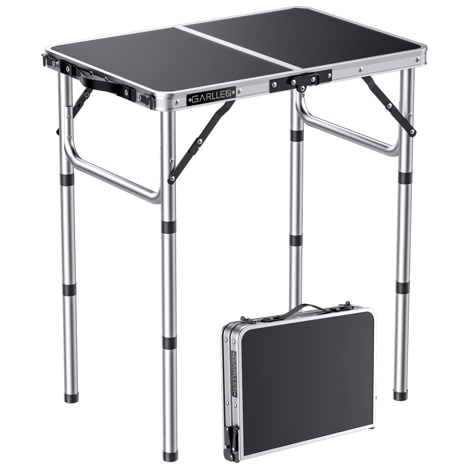 Garllen Tavolo Pieghevole da Campeggio 58x40 cm, Argento