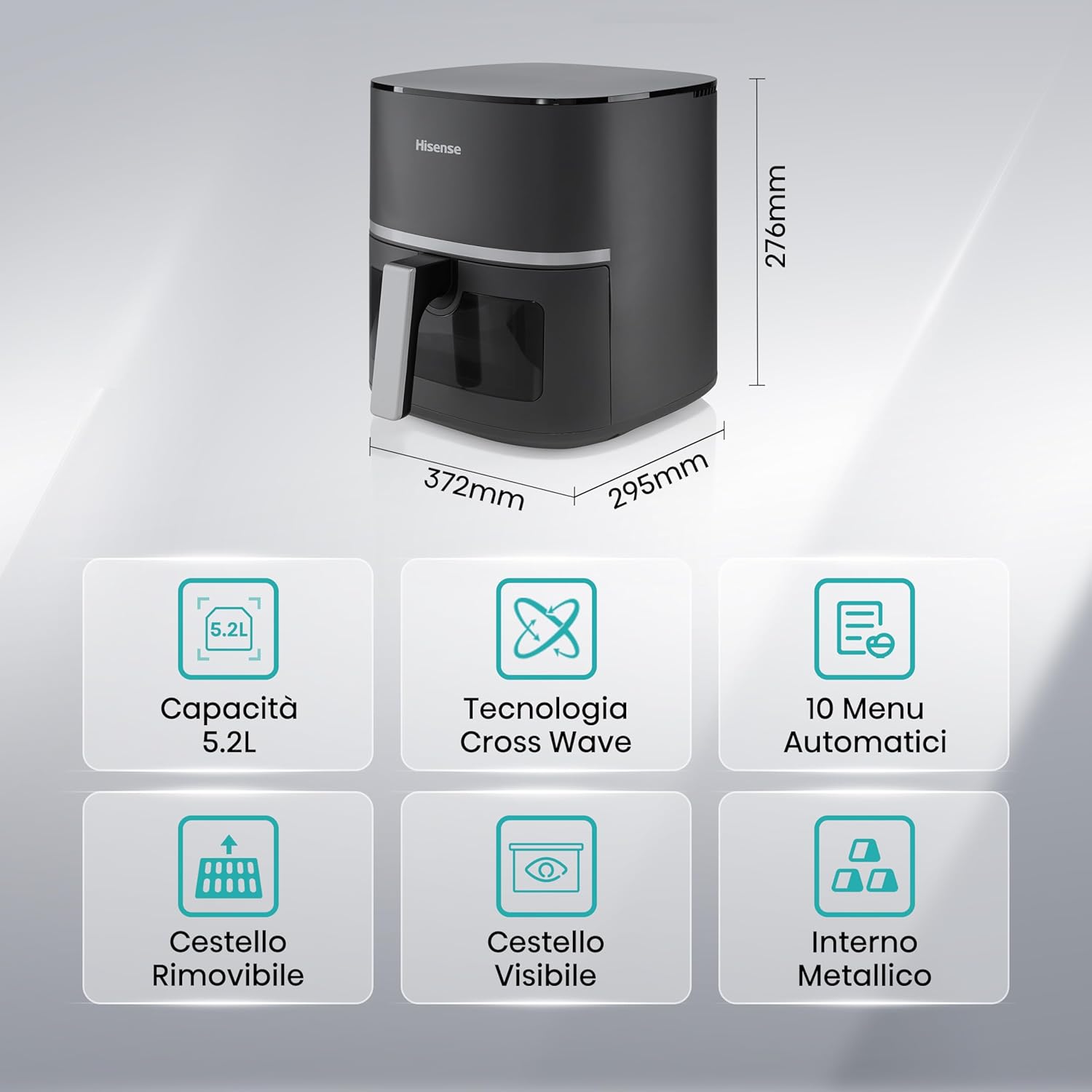 HISENSE HAF1600D - Friggitrice ad Aria 5,2L 1600W - immagine 2