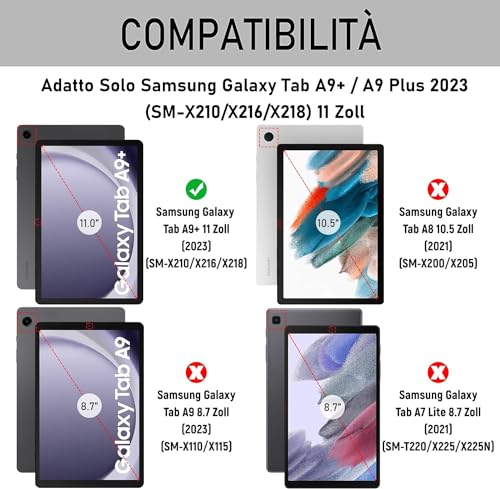 Tastiera Custodia per Samsung Galaxy Tab A9+ 11 Pollici, Nero - immagine 3