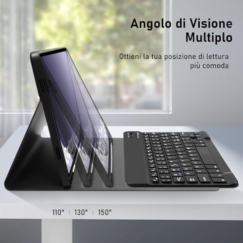Tastiera Custodia per Samsung Galaxy Tab A9+ 11 Pollici, Nero - immagine 4