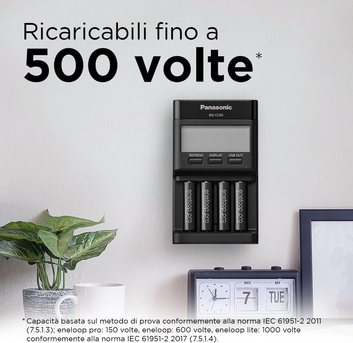Eneloop pro - Batterie Ricaricabili AA Ni-MH 2500 mAh, Nere - immagine 3