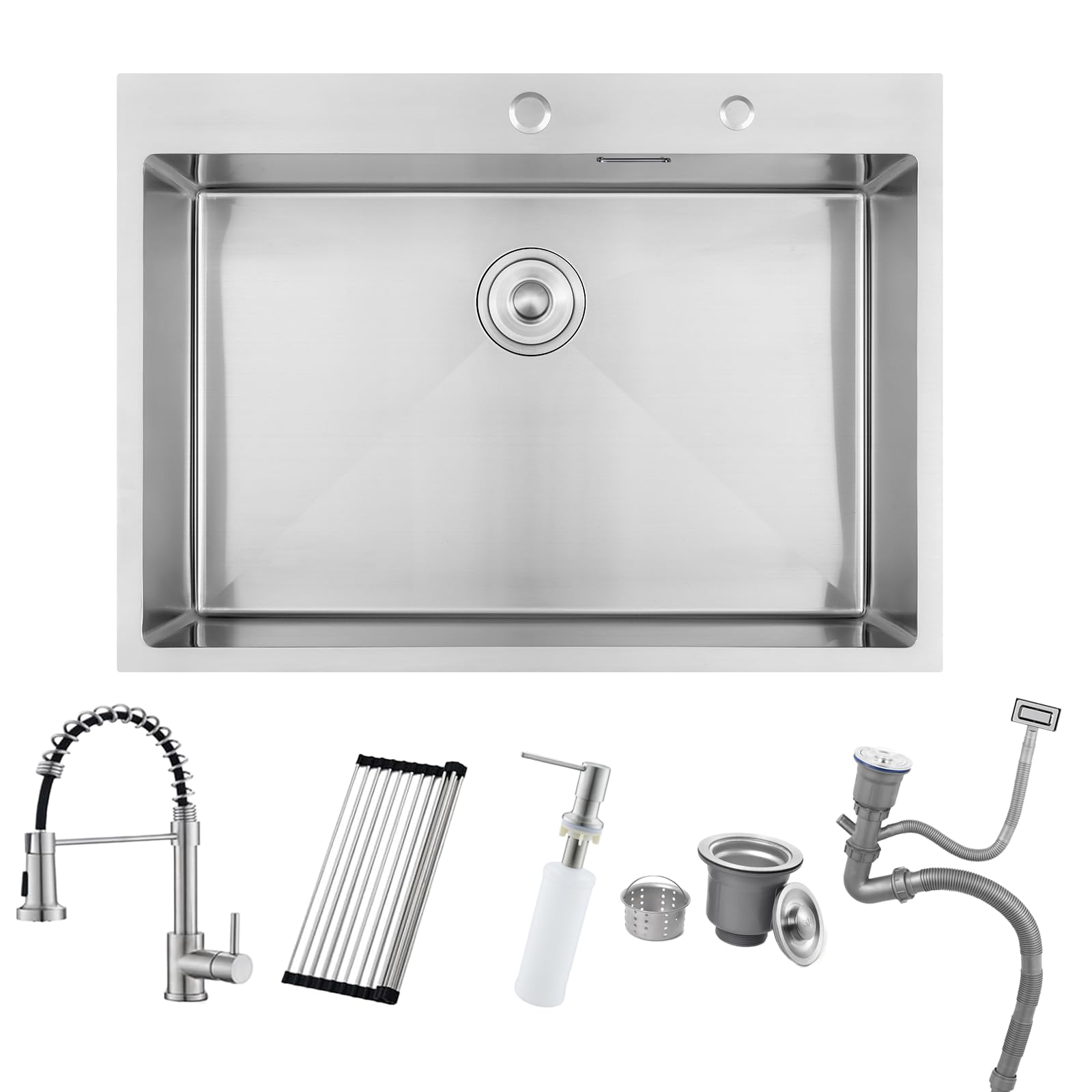 Boomhoze Lavello Cucina 75x45cm + Rubinetto Estensibile