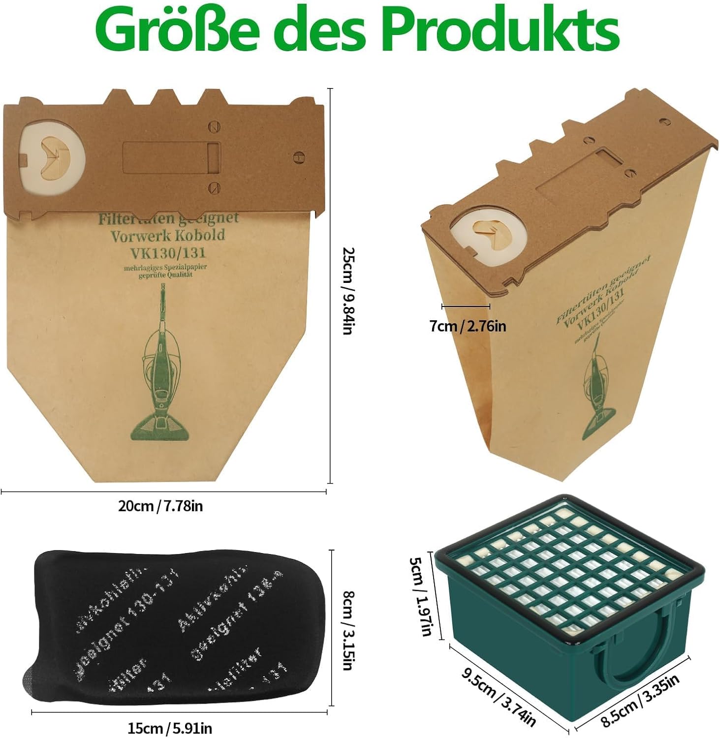 10 Sacchetti per Folletto VK130 VK131 con Filtri - immagine 2