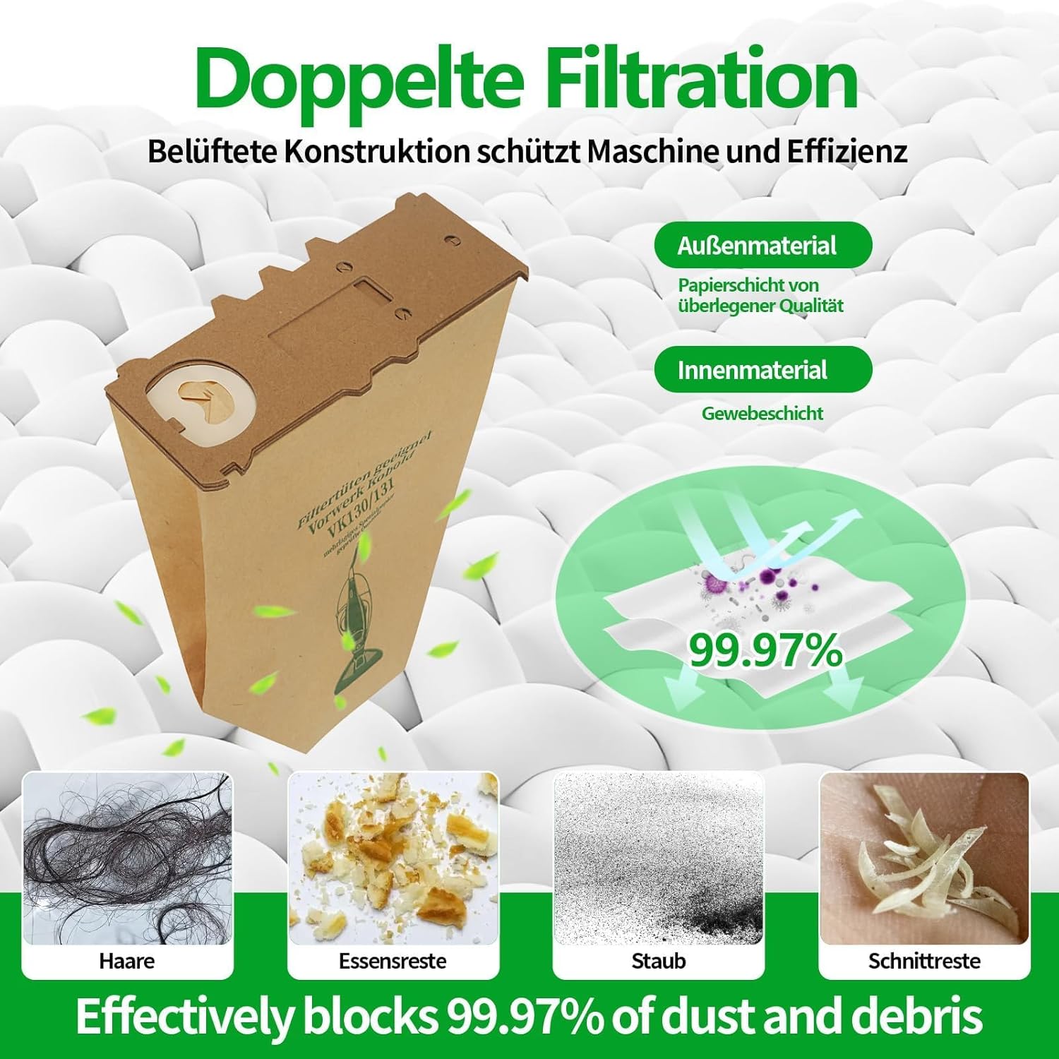 10 Sacchetti per Folletto VK130 VK131 con Filtri - immagine 4