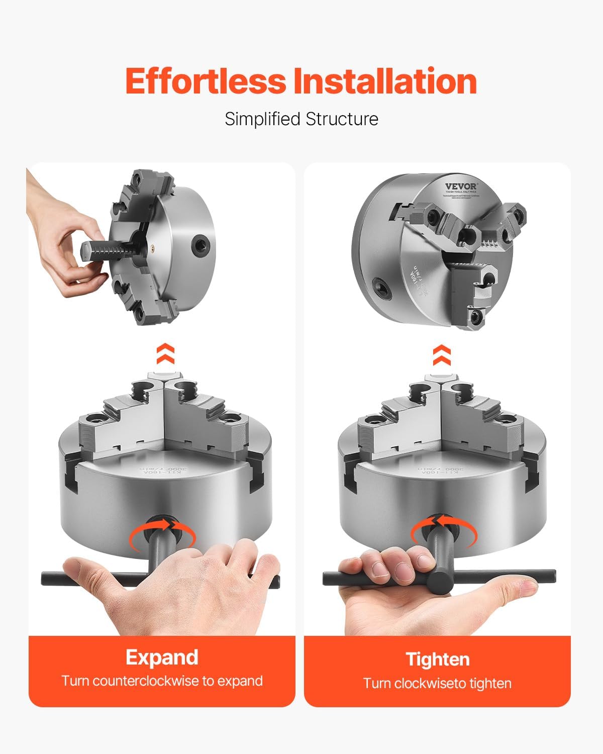 Vevor Piastra Mandrino Tornio a 3 Griffe 160mm - immagine 5