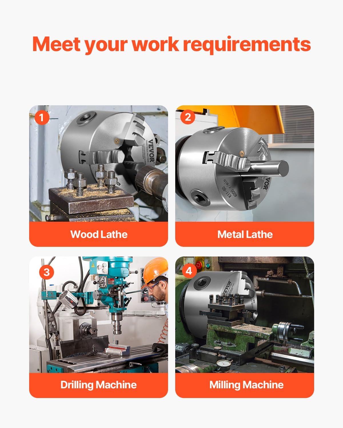 Vevor Piastra Mandrino Tornio a 3 Griffe 160mm - immagine 6