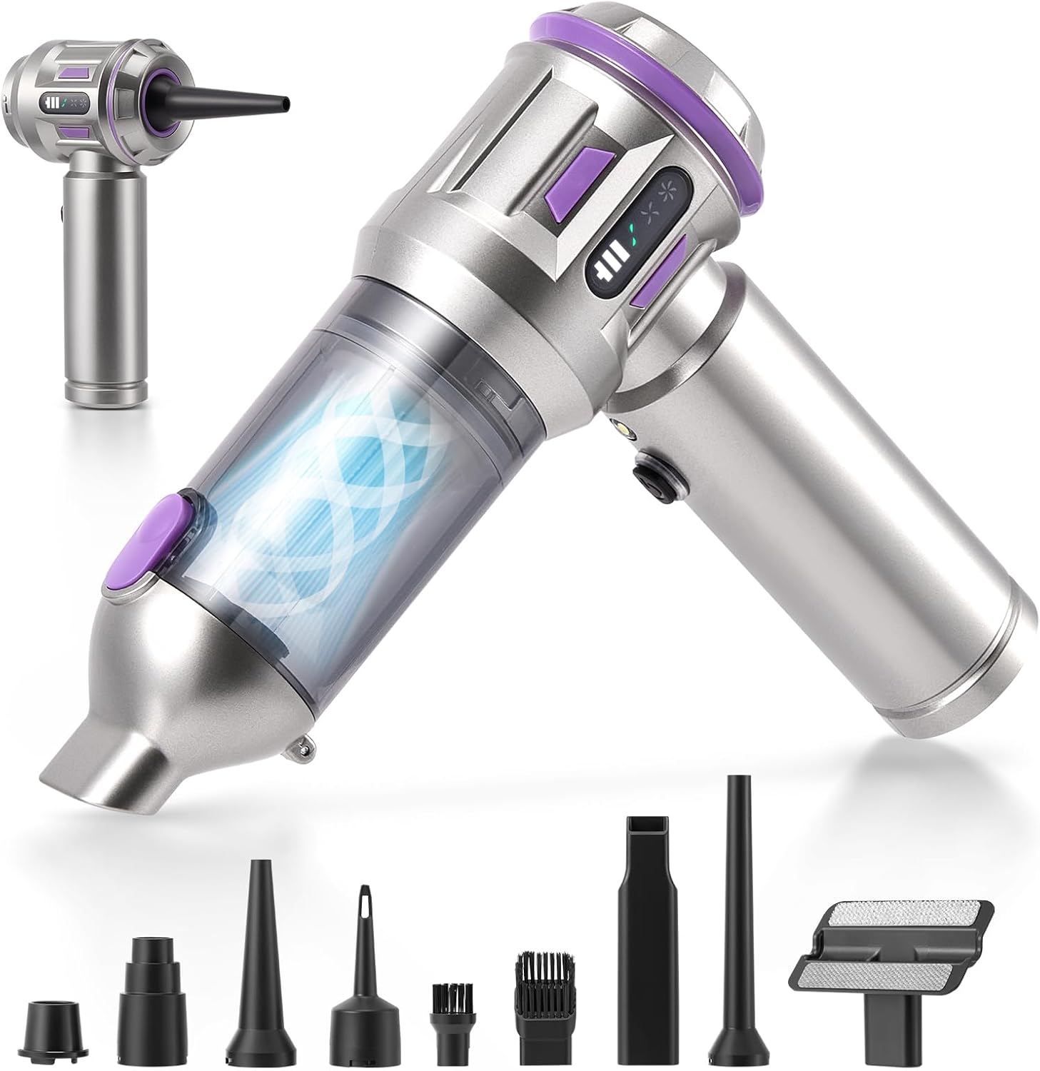 Niktulo Aria Compressa PC 25000Pa Aspirapolvere Auto, Argentato - immagine 1