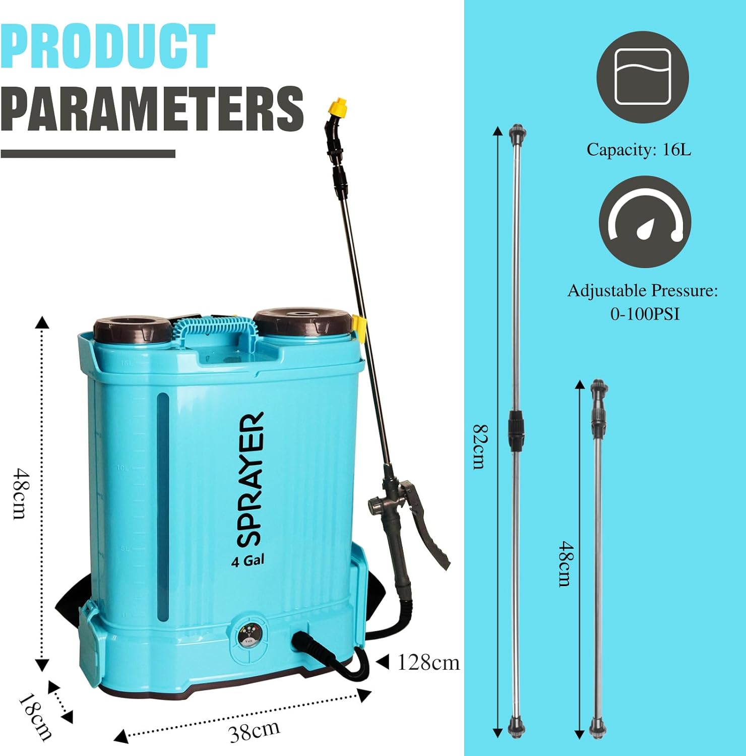 Pompa Irroratrice a Batteria 16L 12V 2600 mAh - immagine 5