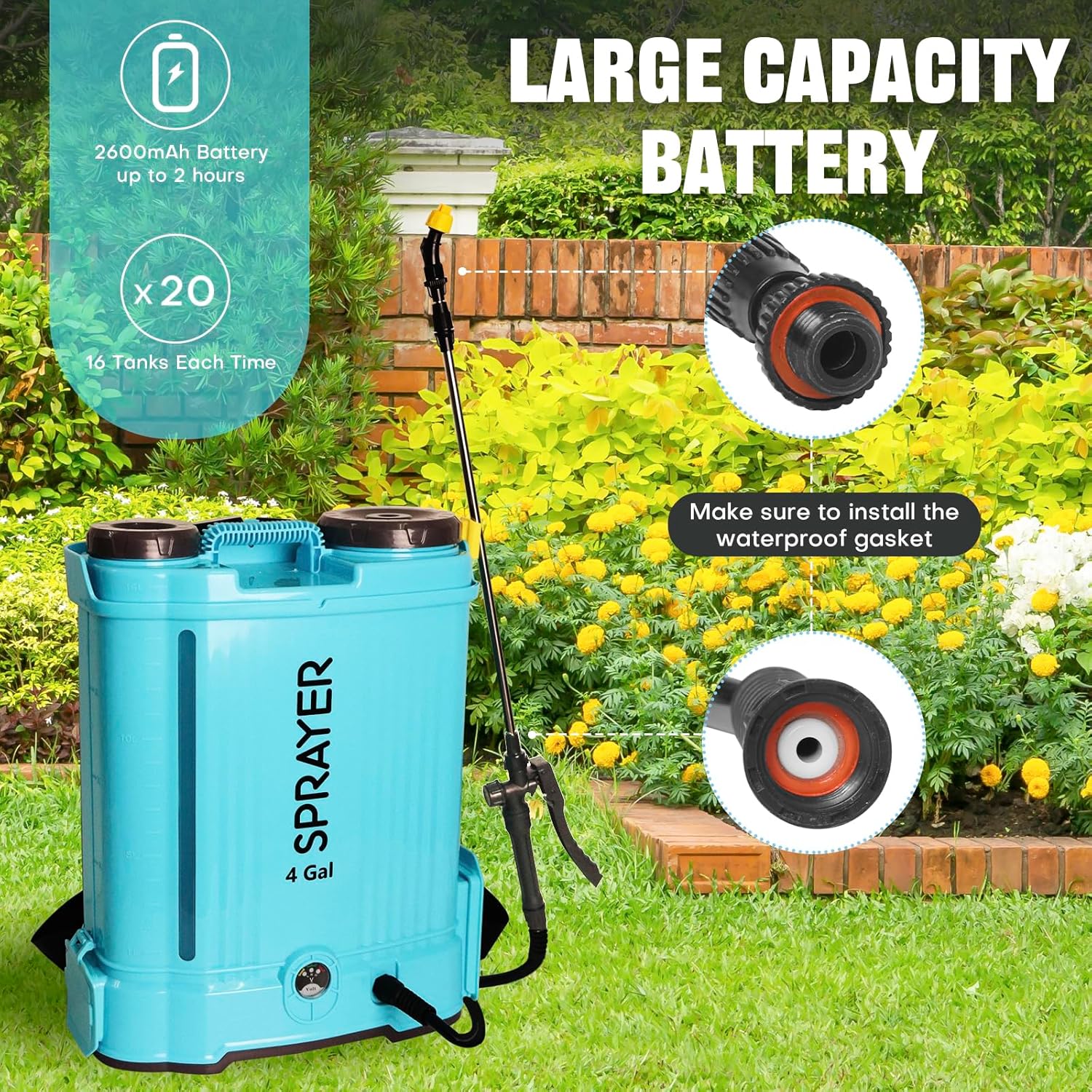 Pompa Irroratrice a Batteria 16L 12V 2600 mAh - immagine 6