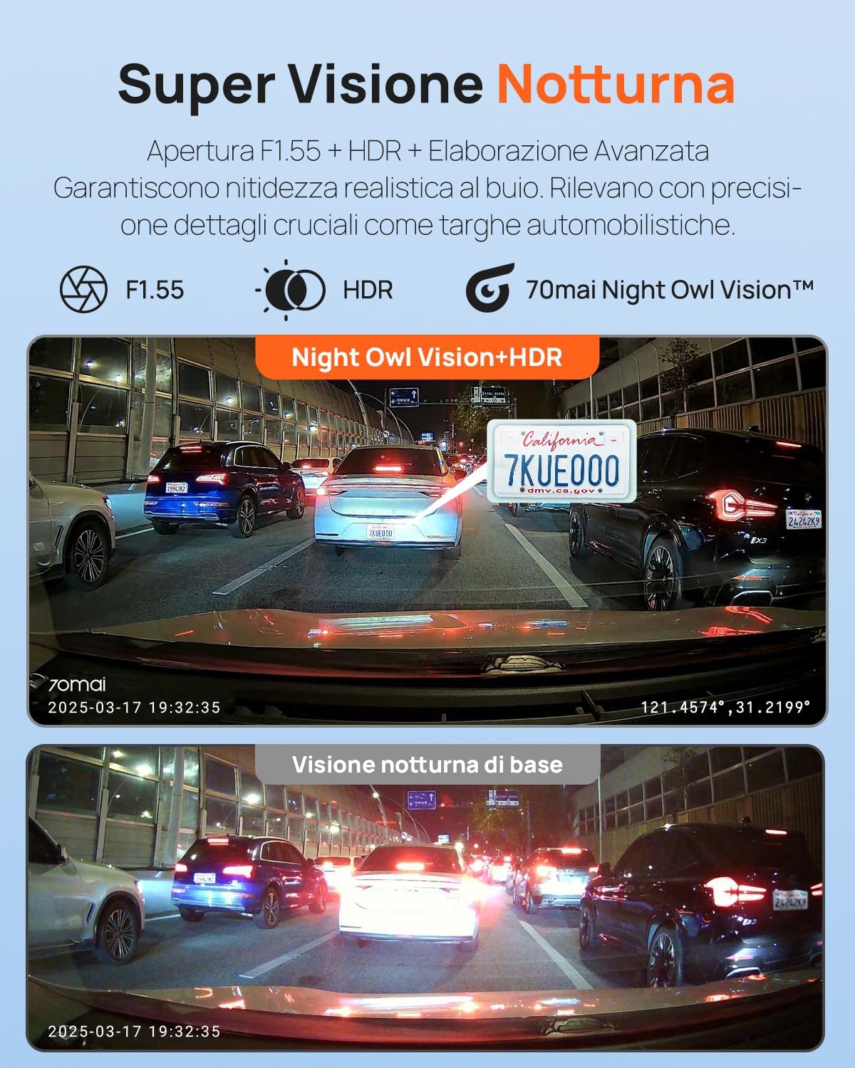 70mai Dash Cam Anteriore e Posteriore A410 2.5K+1080P - immagine 3