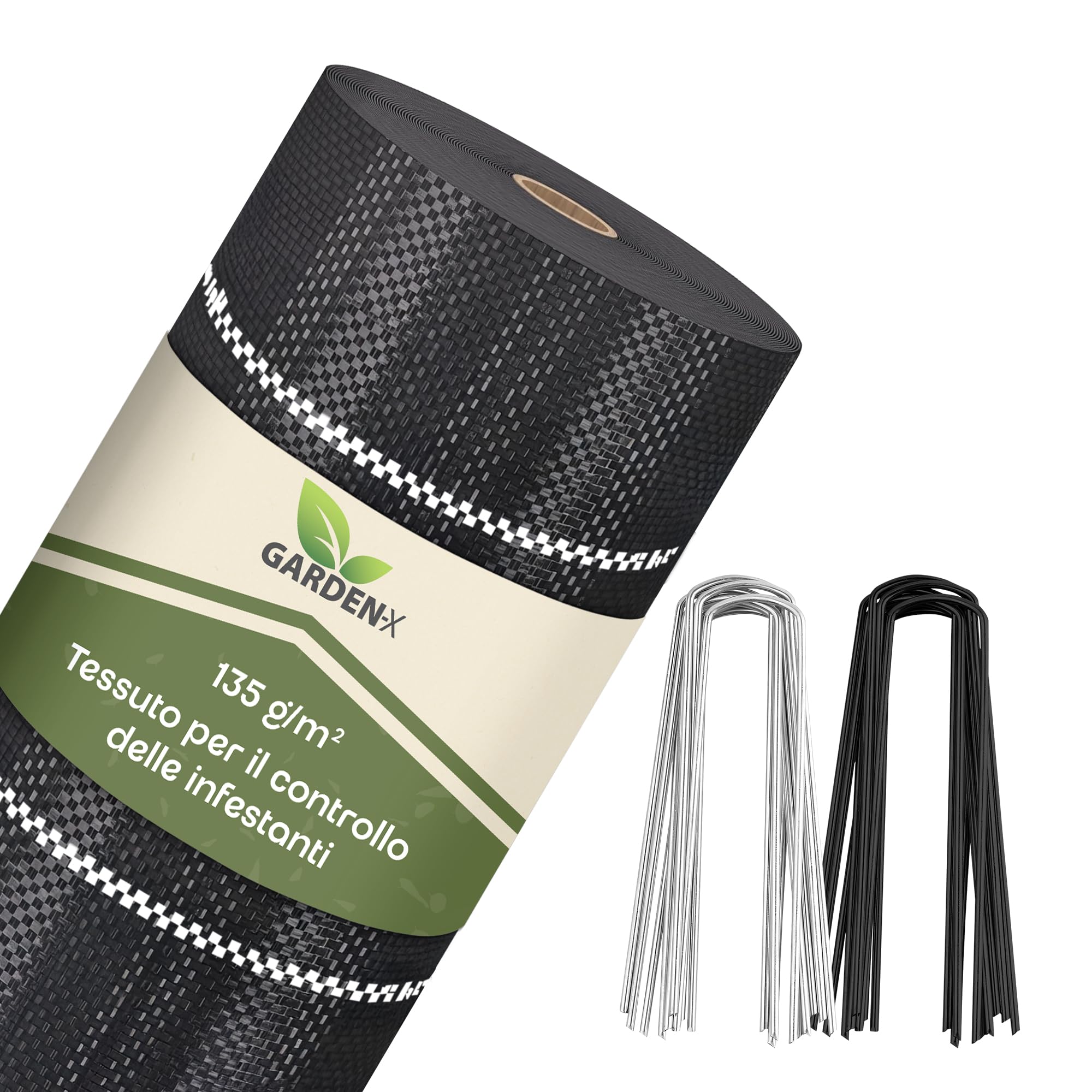 GARDENIX Tessuto Non Tessuto per Erbacce con 50 Ancore, 110 m² (1,1 m x 100 m), permeabile all'Acqua 135 g/m², Nero, Resistente ai Raggi UV, Protezione dalle Erbacce