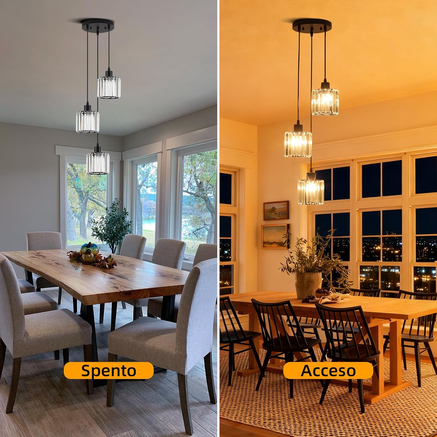 Lampadario Plafoniera a Soffitto in Cristallo E27 - immagine 3