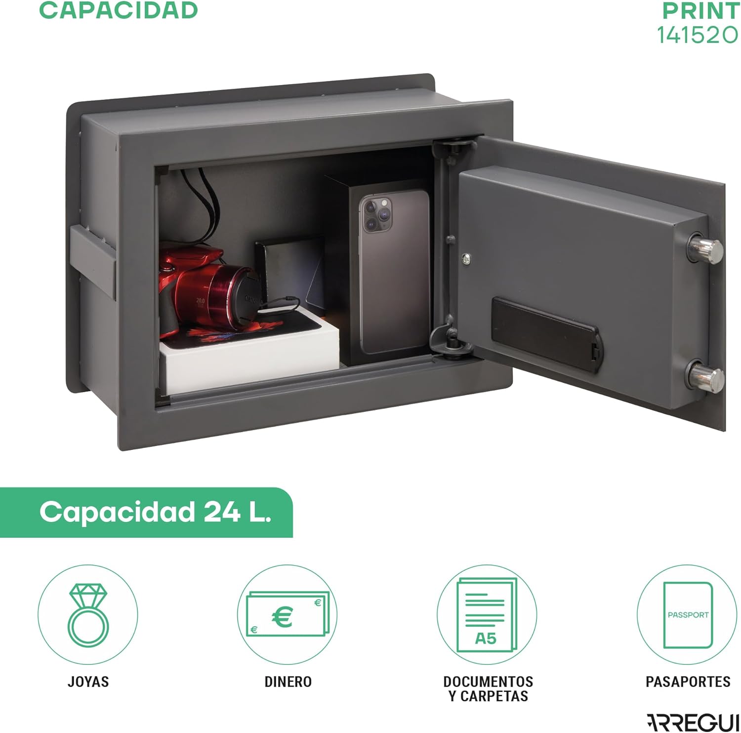ARREGUI Print 141520 Cassaforte a Parete Biometrica - immagine 2