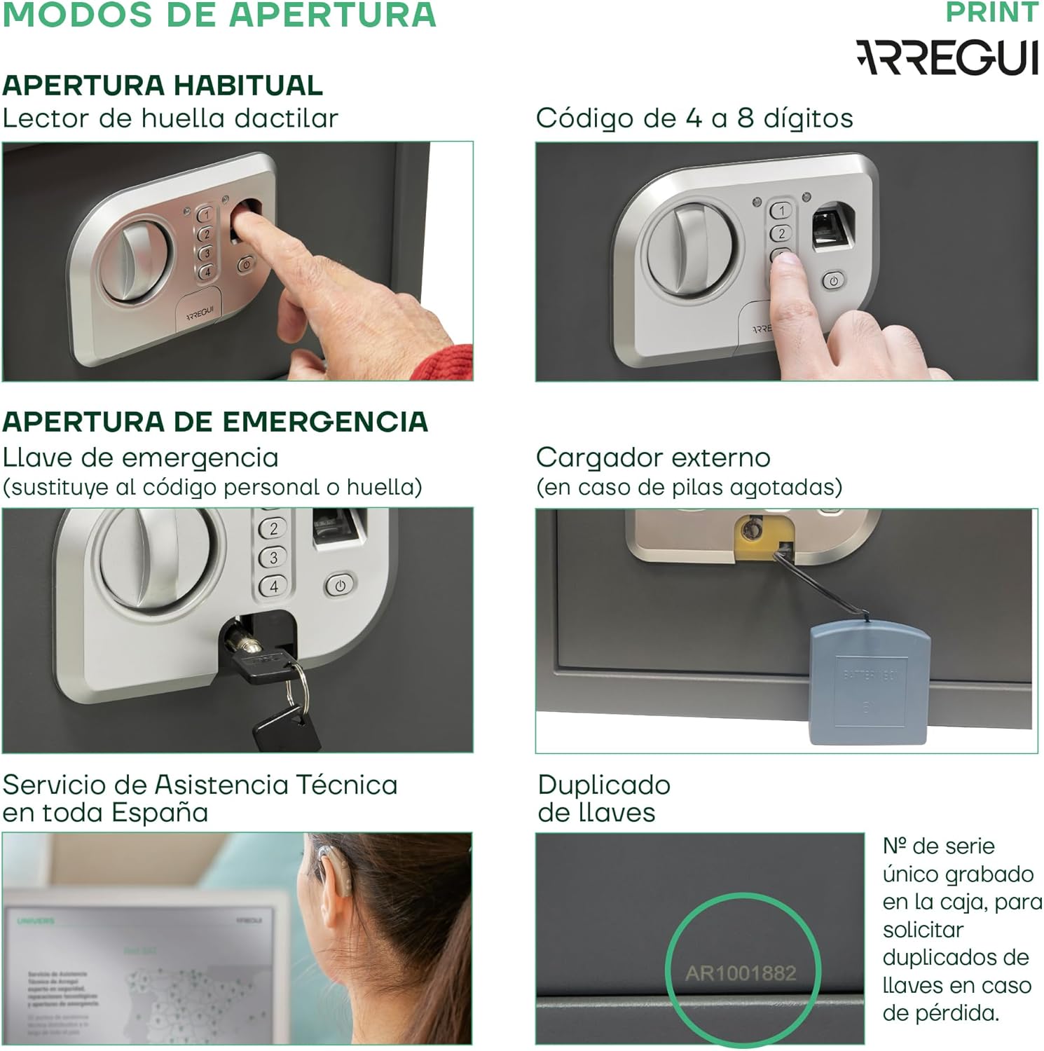 ARREGUI Print 141520 Cassaforte a Parete Biometrica - immagine 4