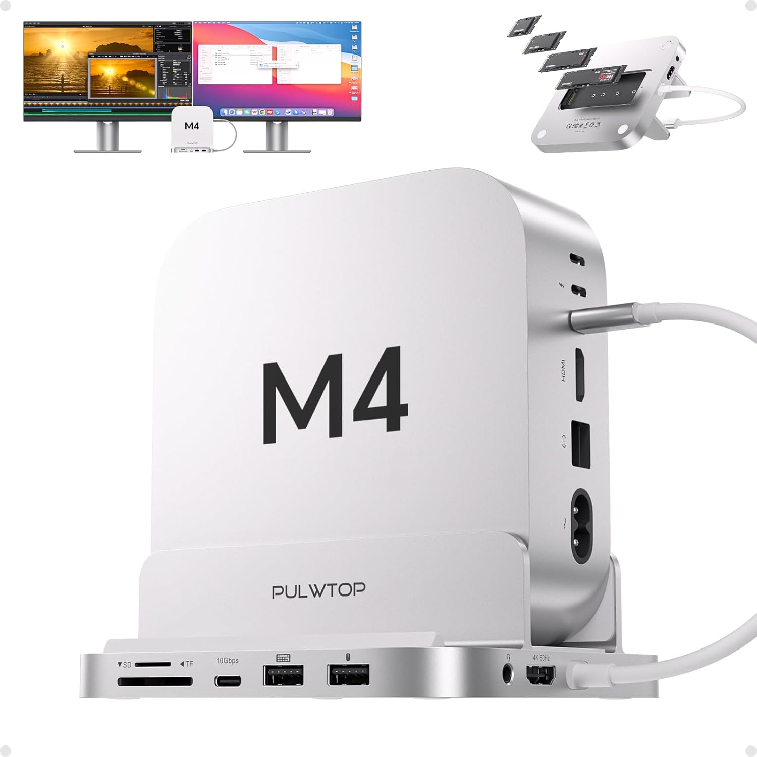 Pulwtop Mac Mini M4 Dock con SSD Enclosure 4TB e HDMI 4K - immagine 1