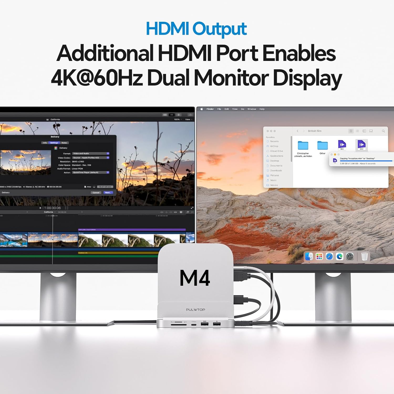 Pulwtop Mac Mini M4 Dock con SSD Enclosure 4TB e HDMI 4K - immagine 3