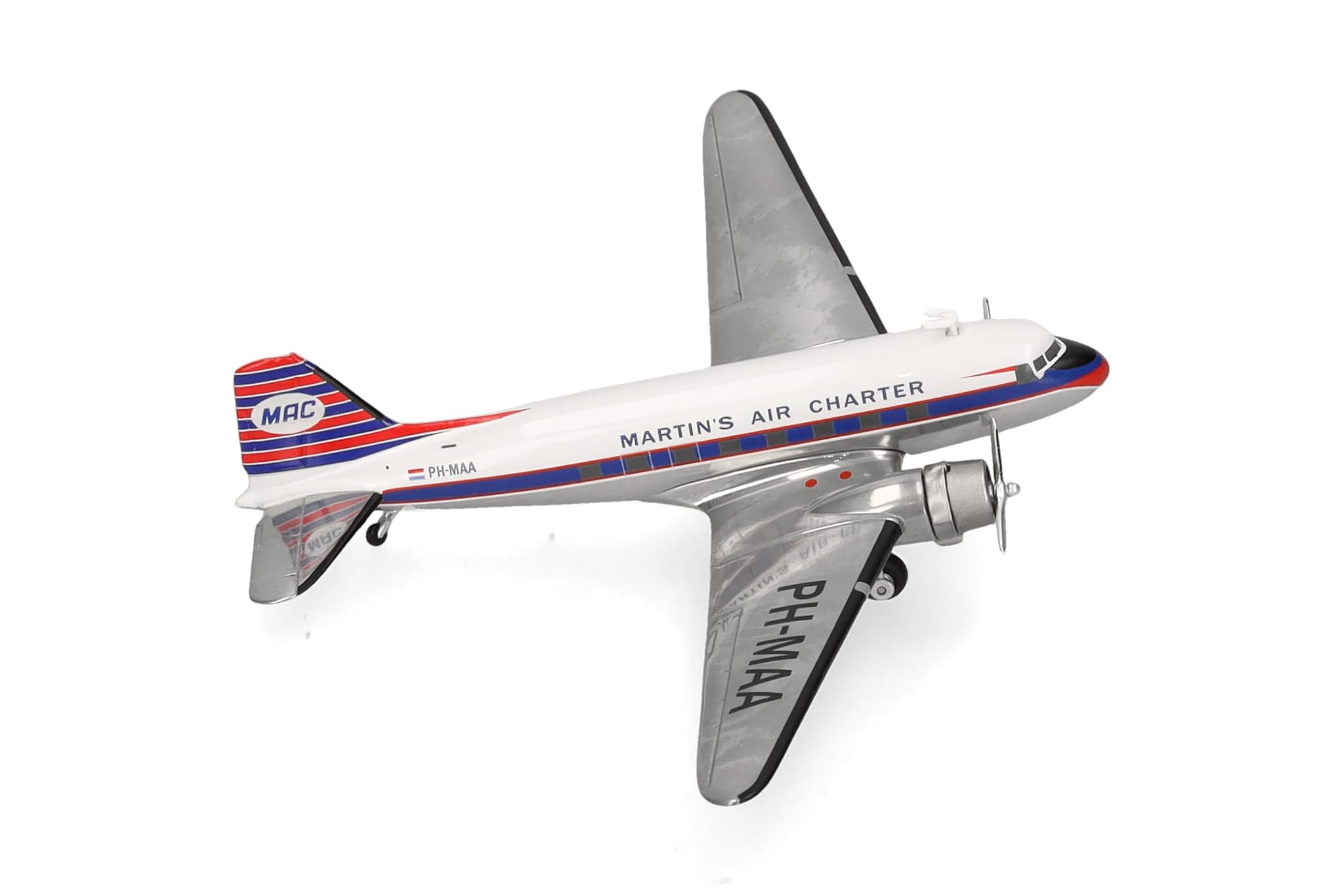 herpa modellino aereo Martin's Air Charter Douglas DC-3 - PH-MAA, miniatura in scala 1:200, da collezione, modello senza base, metallo