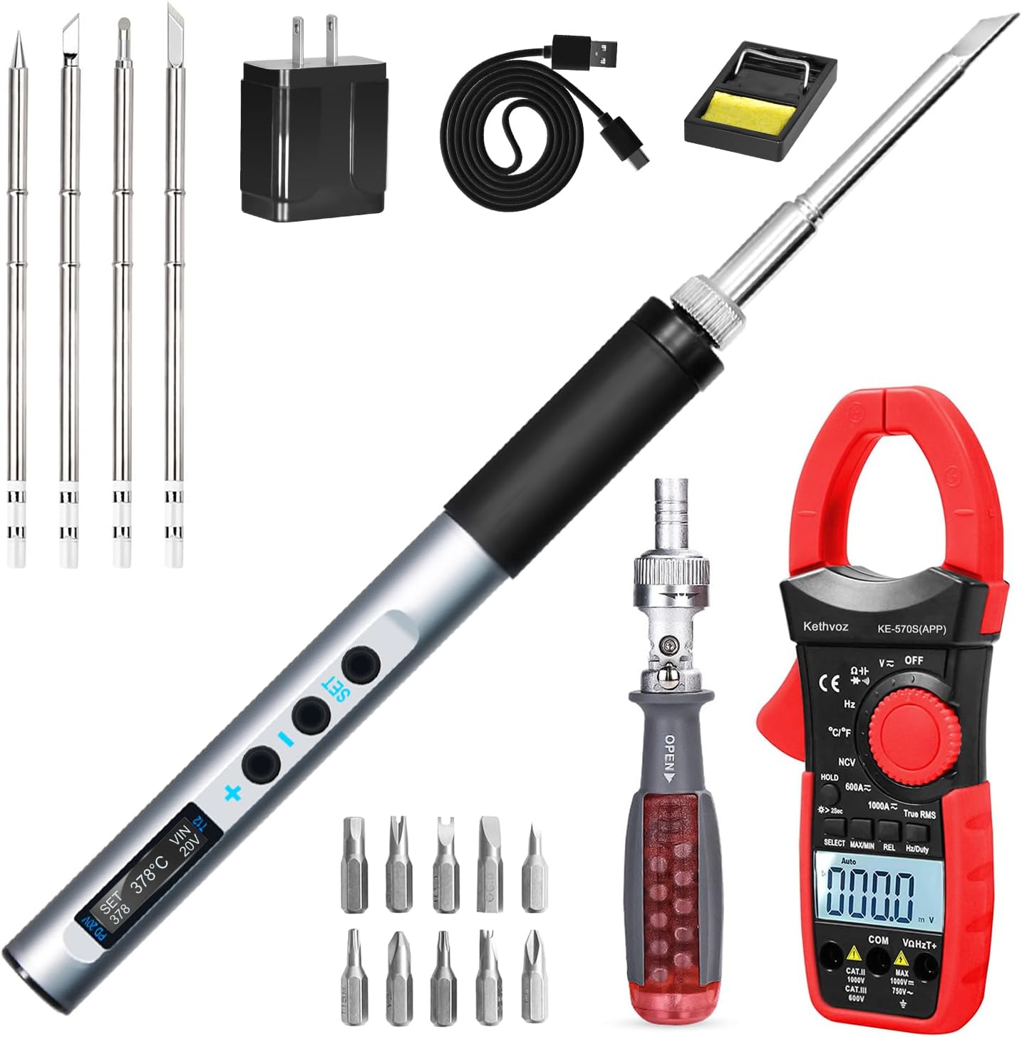 Set Saldatore Portatile 65W con 5 Punte - immagine 1