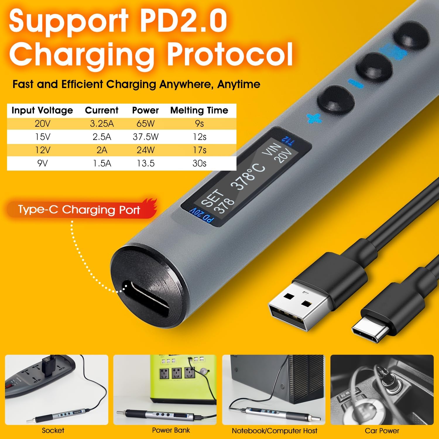 Set Saldatore Portatile 65W con 5 Punte - immagine 3