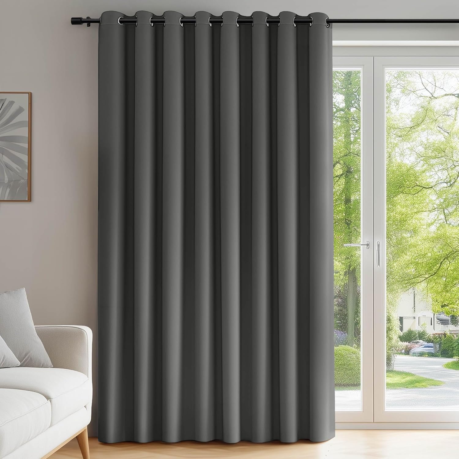 Deconovo Oscuranti Termiche con Anelli 254x290cm, Grigio Chiaro