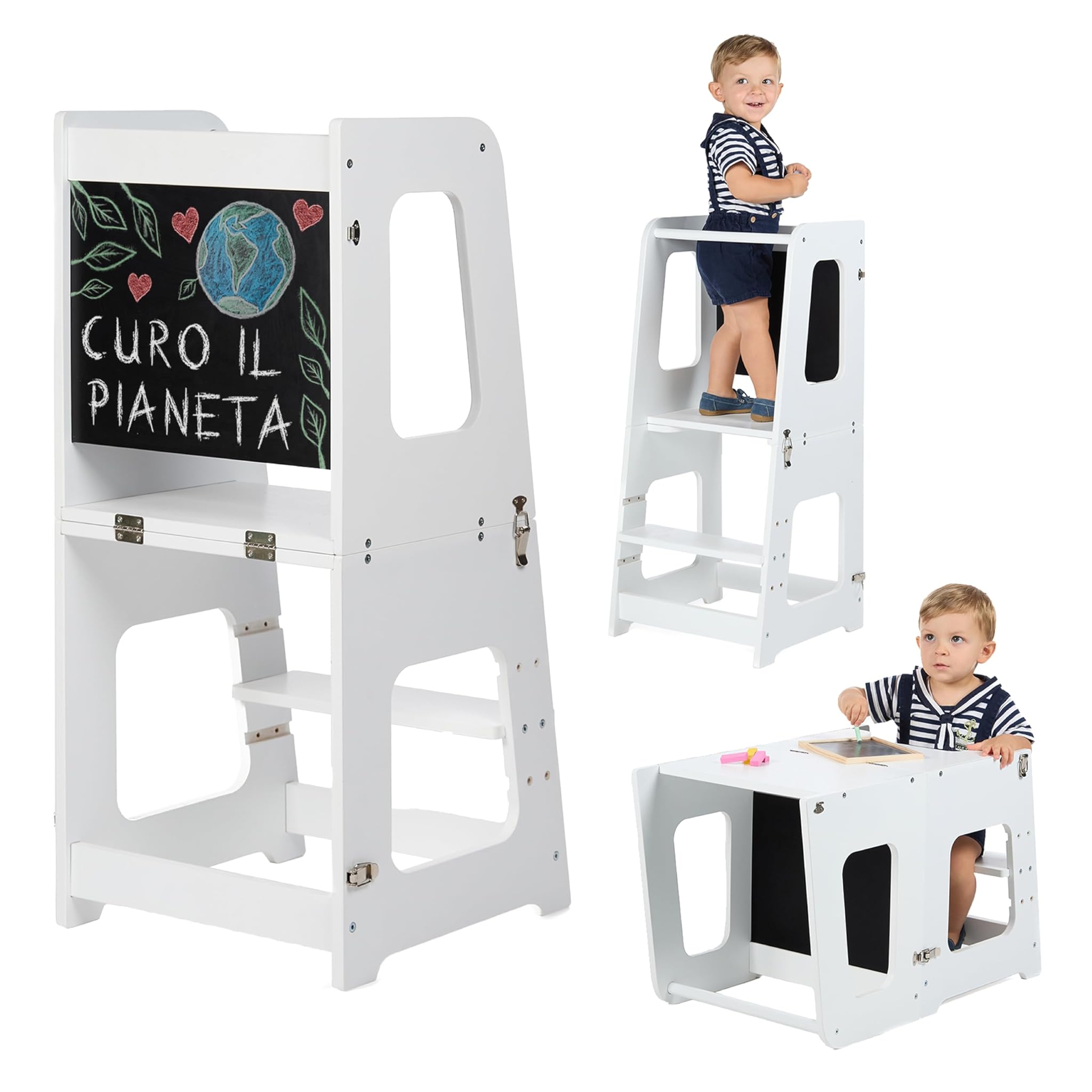 Torre Montessoriana Bambini Premium 3 in 1, Bianco