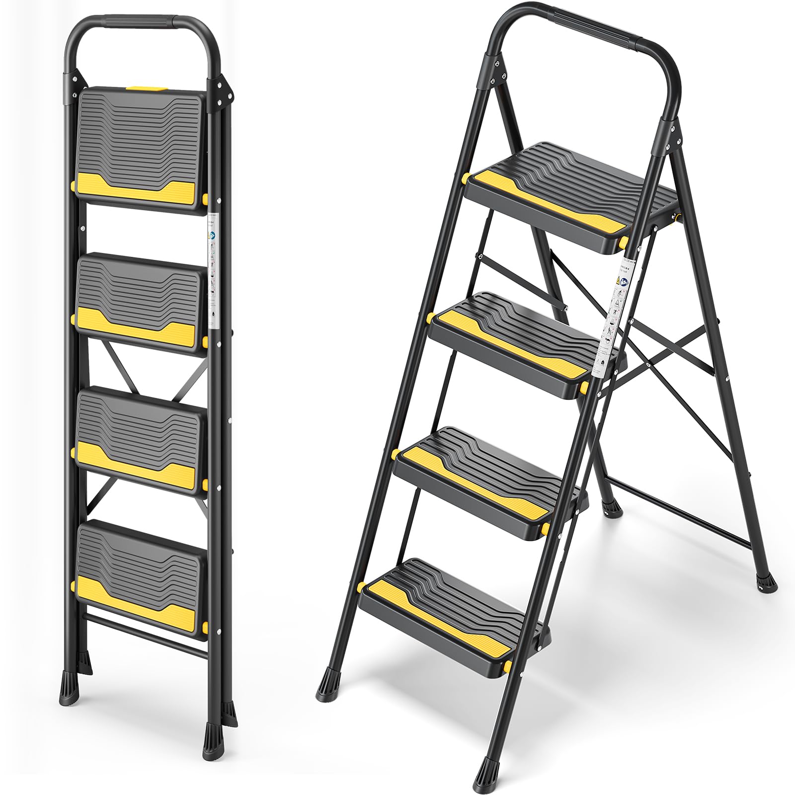 Scala a 4 Gradini Pieghevole, Nera