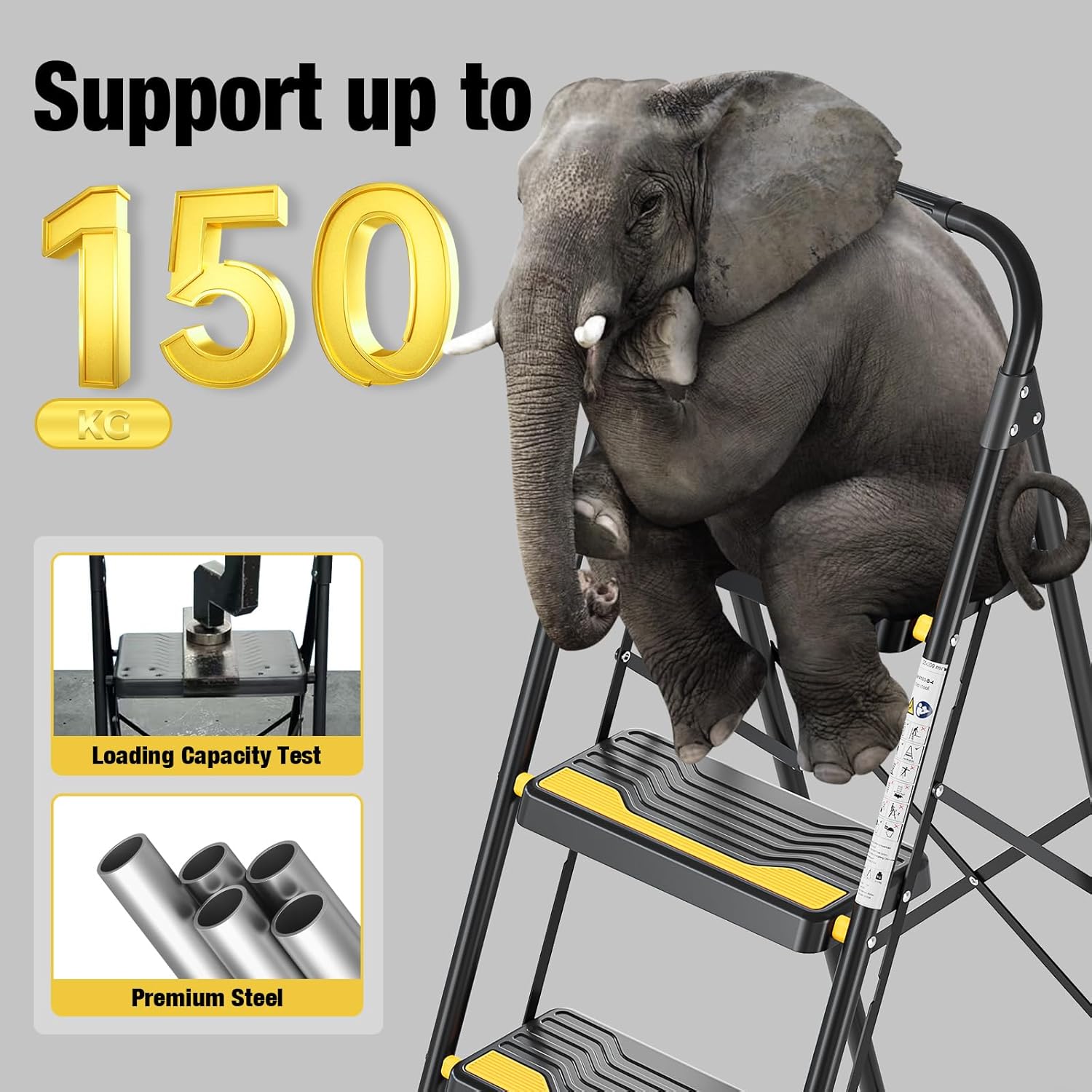 Scala a 4 Gradini Pieghevole, Nera - immagine 6