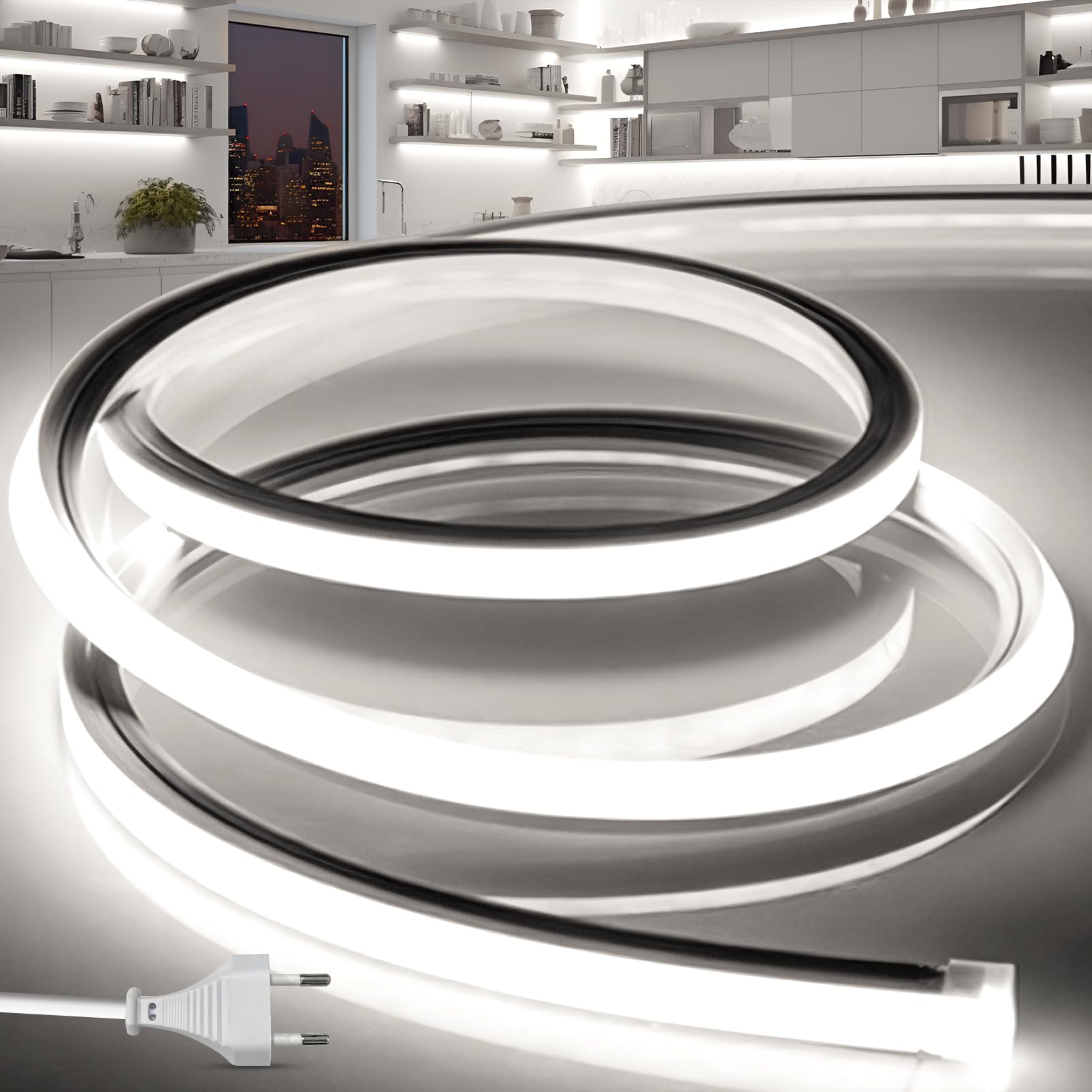 Striscia LED Neon 30M 220V Tubo Silicone Flessibile, Bianca | Brimeti ...