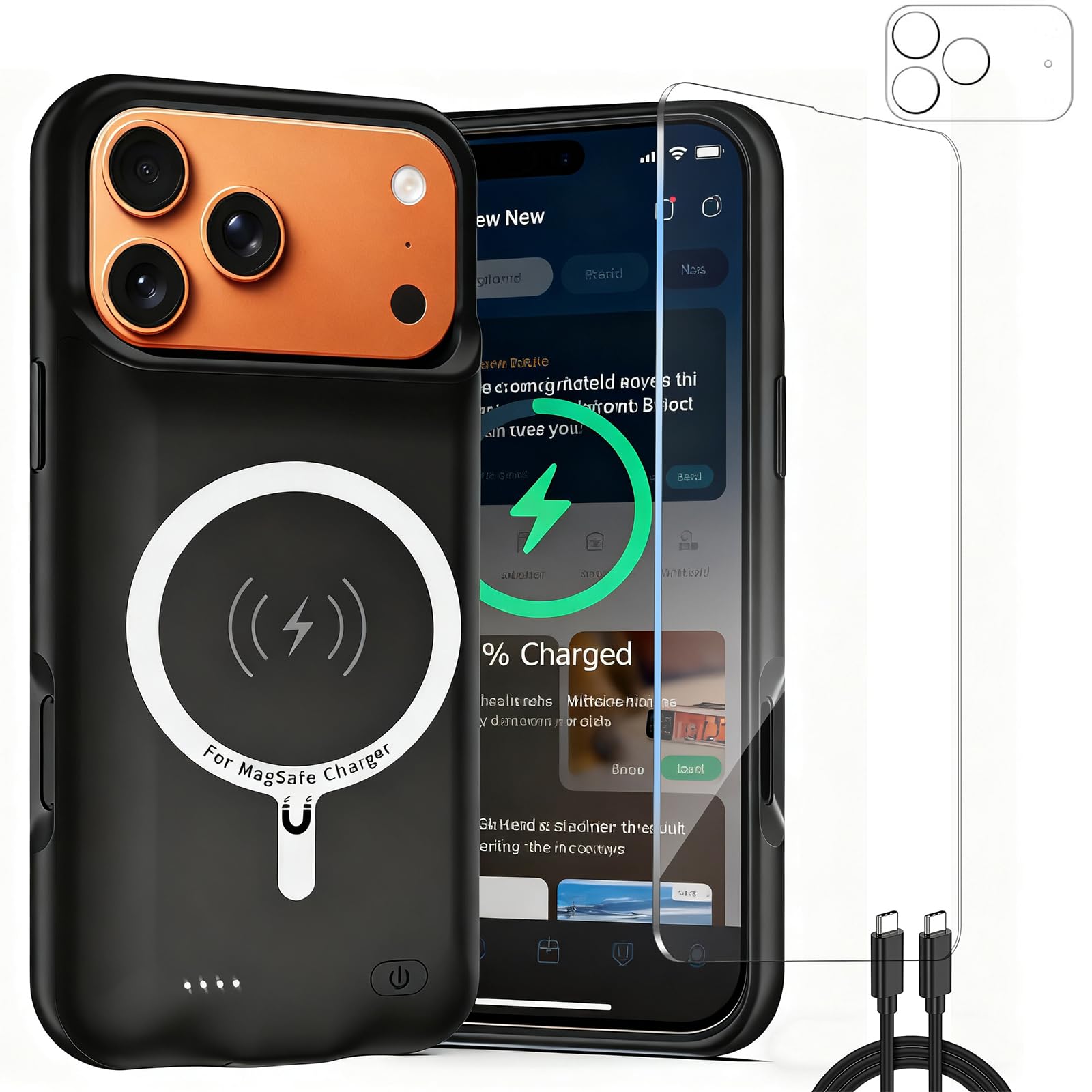 Cover Batteria per iPhone 17 Pro Max 10.000 mAh, Nero