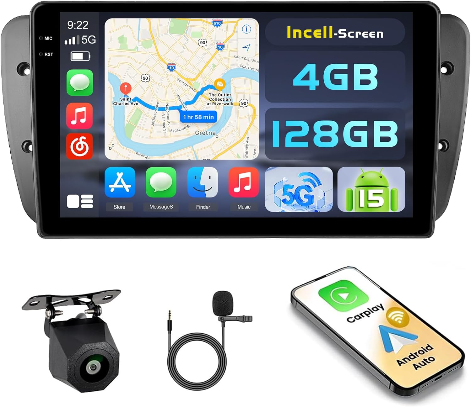 Hikity Android 15 Autoradio 9" per Seat Ibiza 2009-2013 - immagine 1