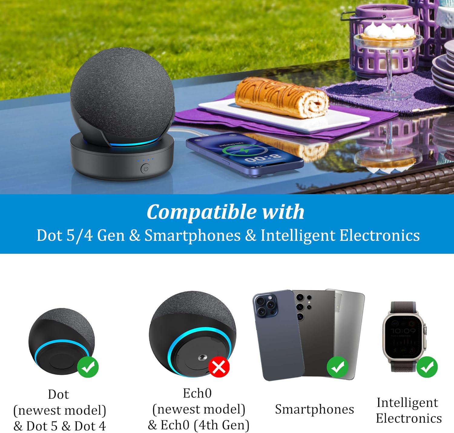 Plusacc Base Batteria per Dot 5ª e 4ª generazione, Nero - immagine 2